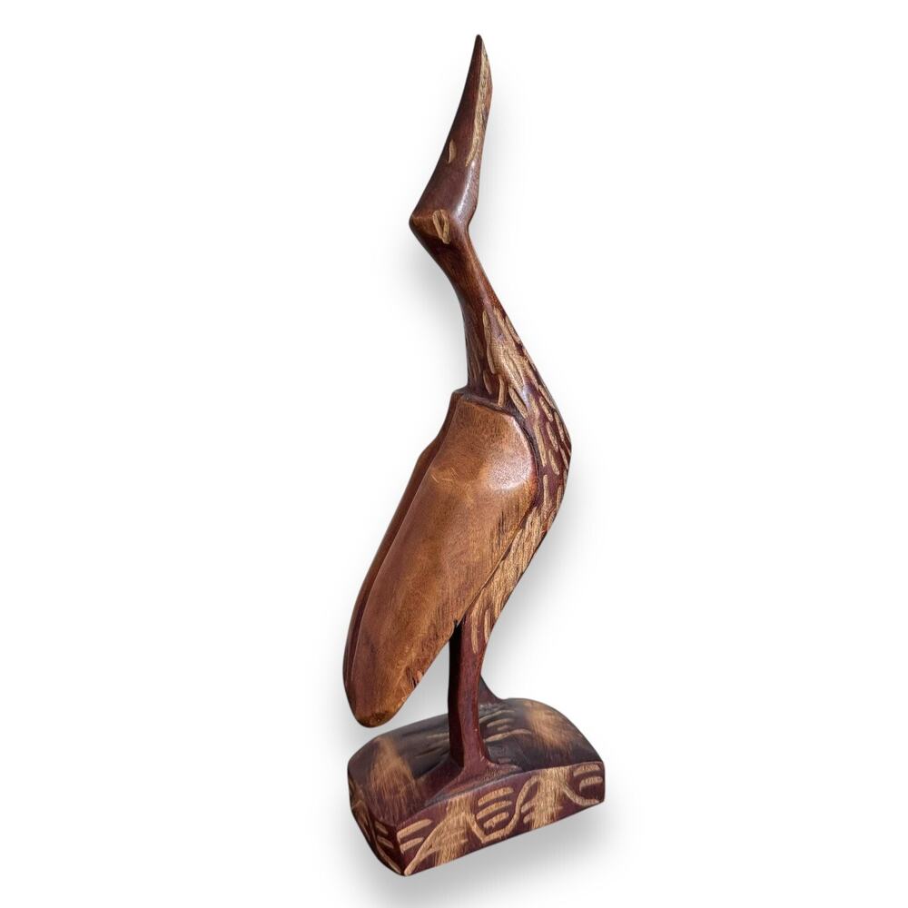 Vintage Hand Carved Wood 10.5" Bird Statues Made in Haiti